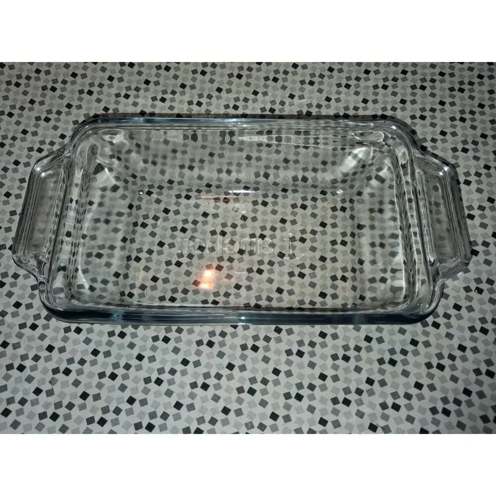 Vintage Anchor Hocking Clear 1.5 Qt Glass Loaf Bread Pan Baking Dish 5 × 9